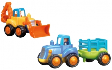 Friktionsfahrzeuge: Bagger & Traktor mit Anhänger
